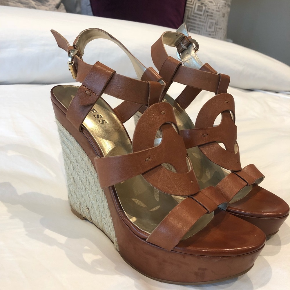 Guess wedge leather sandals - Picture 5 of 7